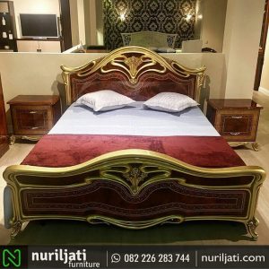 Set Tempat Tidur Ukir Mewah Red Gold