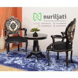 Kursi Teras Ukir Mewah Silver Black