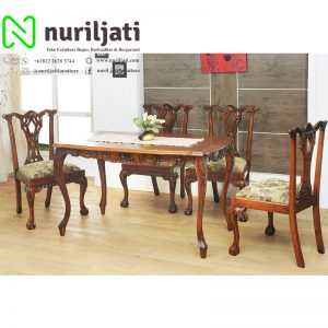 Meja Makan Set Jati Klasikan Style Terbaru