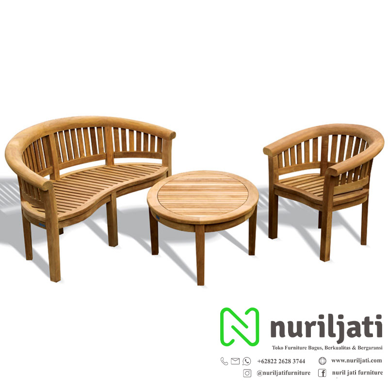 Set Bangku Taman Jati Banana Table