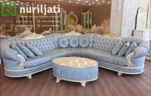 Sofa Tamu Sudut Retro Ukir Mewah