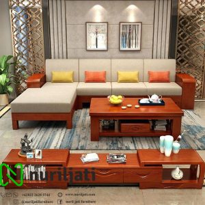 Sofa Tamu Sudut Minimalis Kayu Jati Jepara