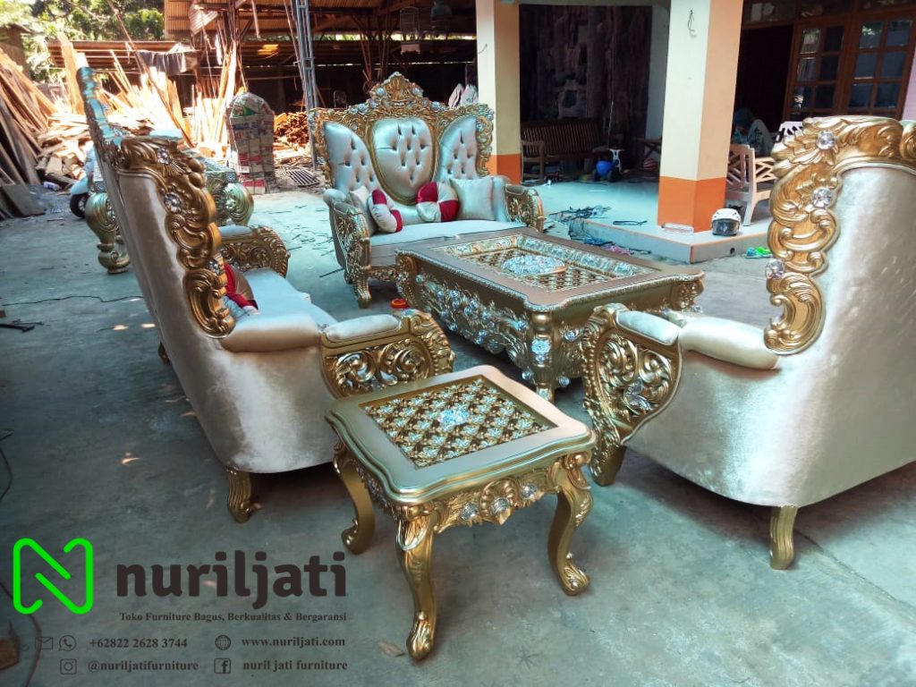 Gambar Sofa Tamu Ukir Belagio Bludru Kayu Jati 01