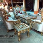 Sofa Tamu Ukir Belagio Bludru Kayu Jati