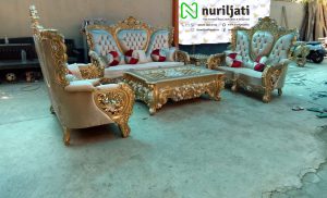 Sofa Tamu Ukir Belagio Bludru Kayu Jati