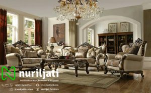 Sofa Tamu Ukir Daun Bunga Jepara