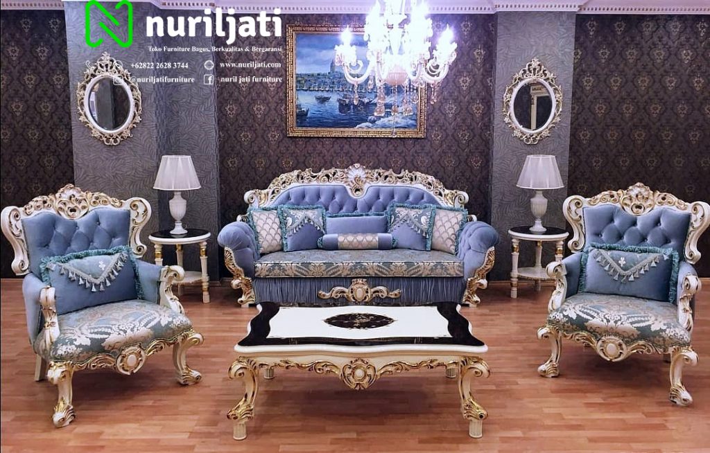 Jual Sofa Tamu Ukir Polyster Duco Putih