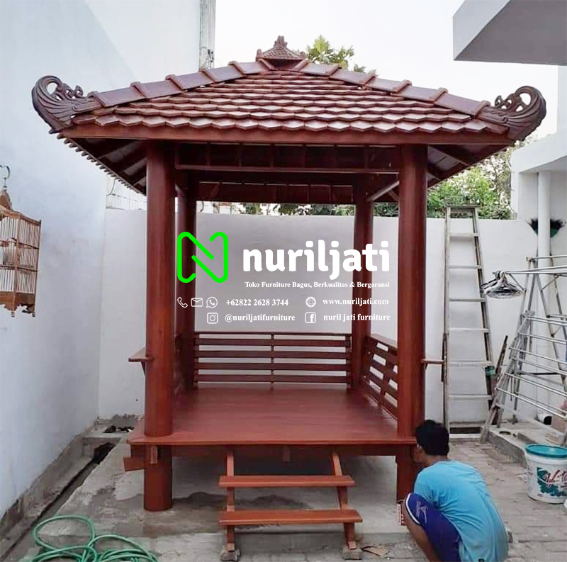 Jual Gazebo Kayu Kelapa Atap Genteng Terbaru