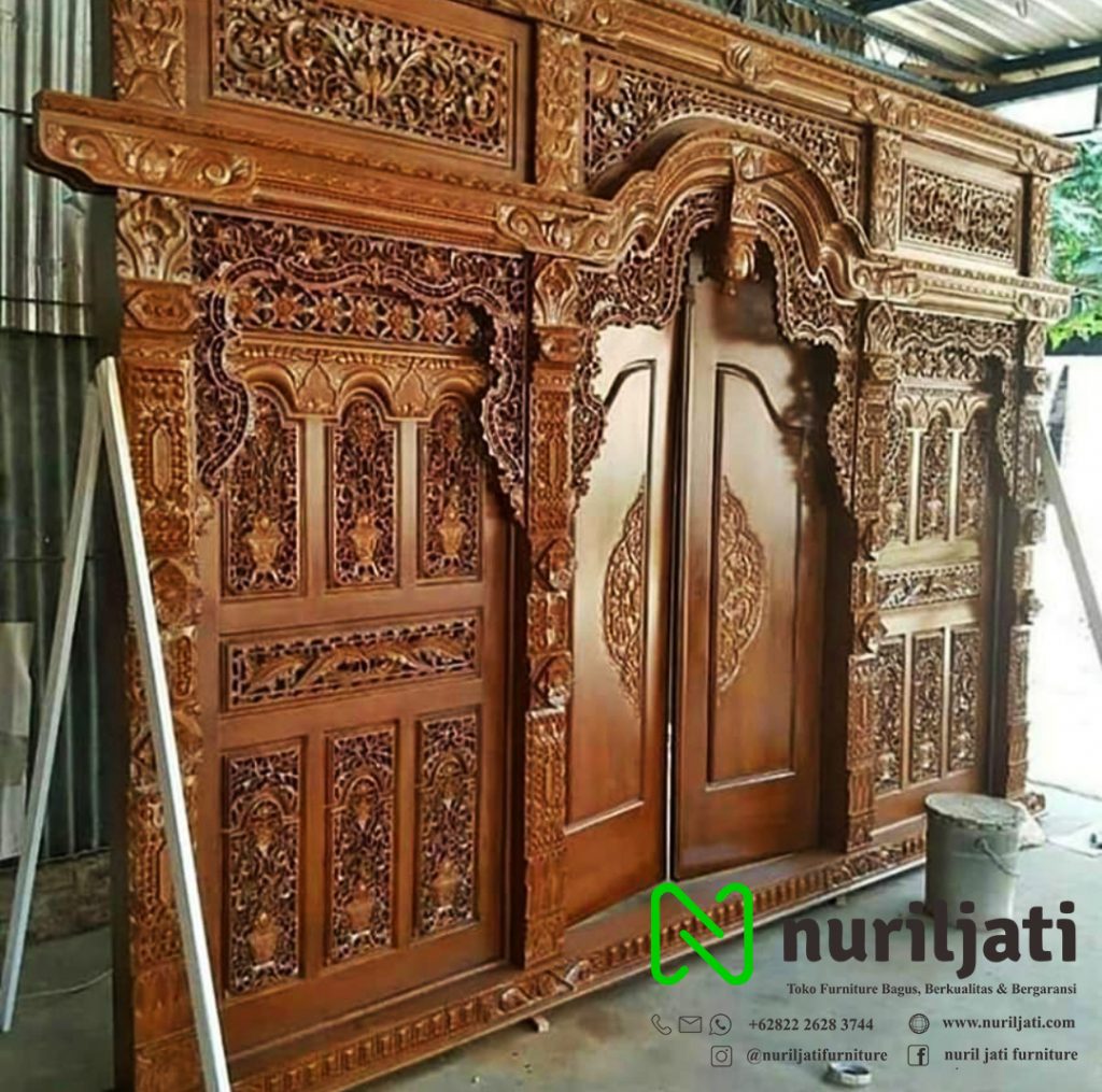 Jual Pintu Rumah Kayu Jati Ukir Gebyok 01