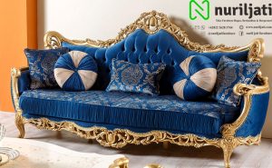 Jual Set Sofa Tamu Mewah Kain Biru 01