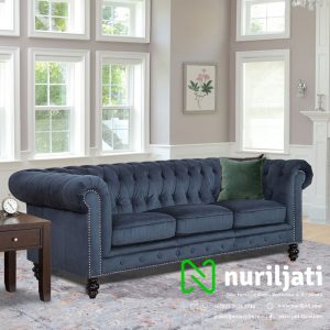 Kursi Sofa Baca  Chesterfield  Warna Navy