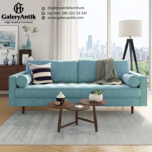Sofa Chesterfield Jati Minimalis Warna Velvet