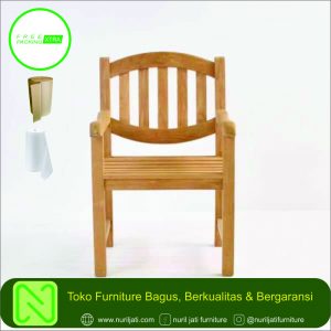 Jual Bangku Cafe Kayu Jati Sandaran Oval 01
