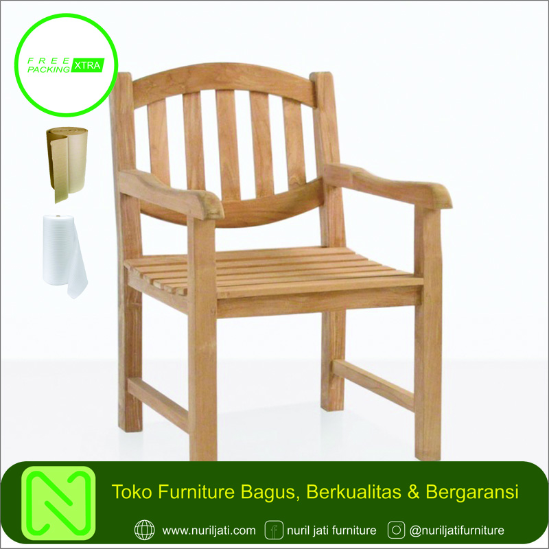Juah Bangku Cafe Kayu Jati Sandaran Oval