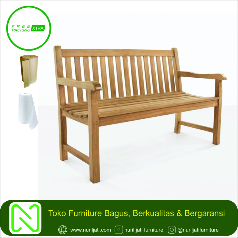 Jual Bangku Taman Sandaran Jari-Jari Kayu Jati 2 Sit