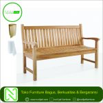 Bangku Taman Sandaran Jari-Jari Kayu Jati 3 Sit