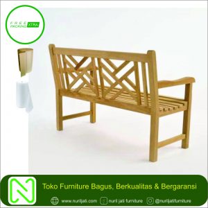 Jual Bangku Taman Sandaran Silang 2 Sit Kayu Jati 01