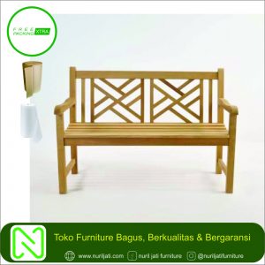 Jual Bangku Taman Sandaran Silang 2 Sit Kayu Jati 03