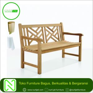 Bangku Taman Sandaran Silang 2 Sit Kayu Jati