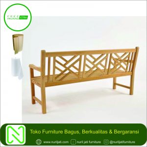 Jual Bangku Taman Sandaran Silang 3 Sit Kayu Jati 01
