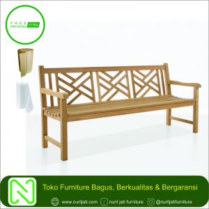 Bangku Taman Sandaran Silang 3 Sit Kayu Jati