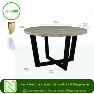 Meja Industrial Bundar Hitam Modern Mewah