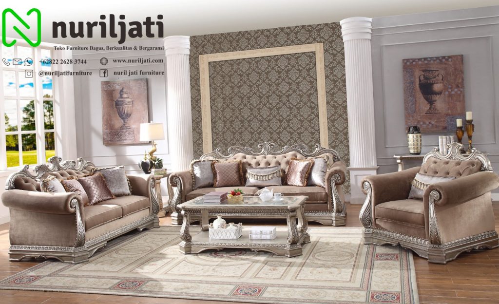 Sofa Mewah Ruang Tamu Ukiran Terbaru