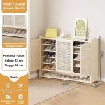 Almari Sepatu Rattan Warna Putih