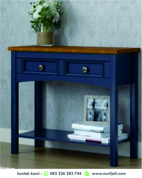 Buffet minimalis interior dengan lampu hias dan vas, cocok untuk dekorasi modern.