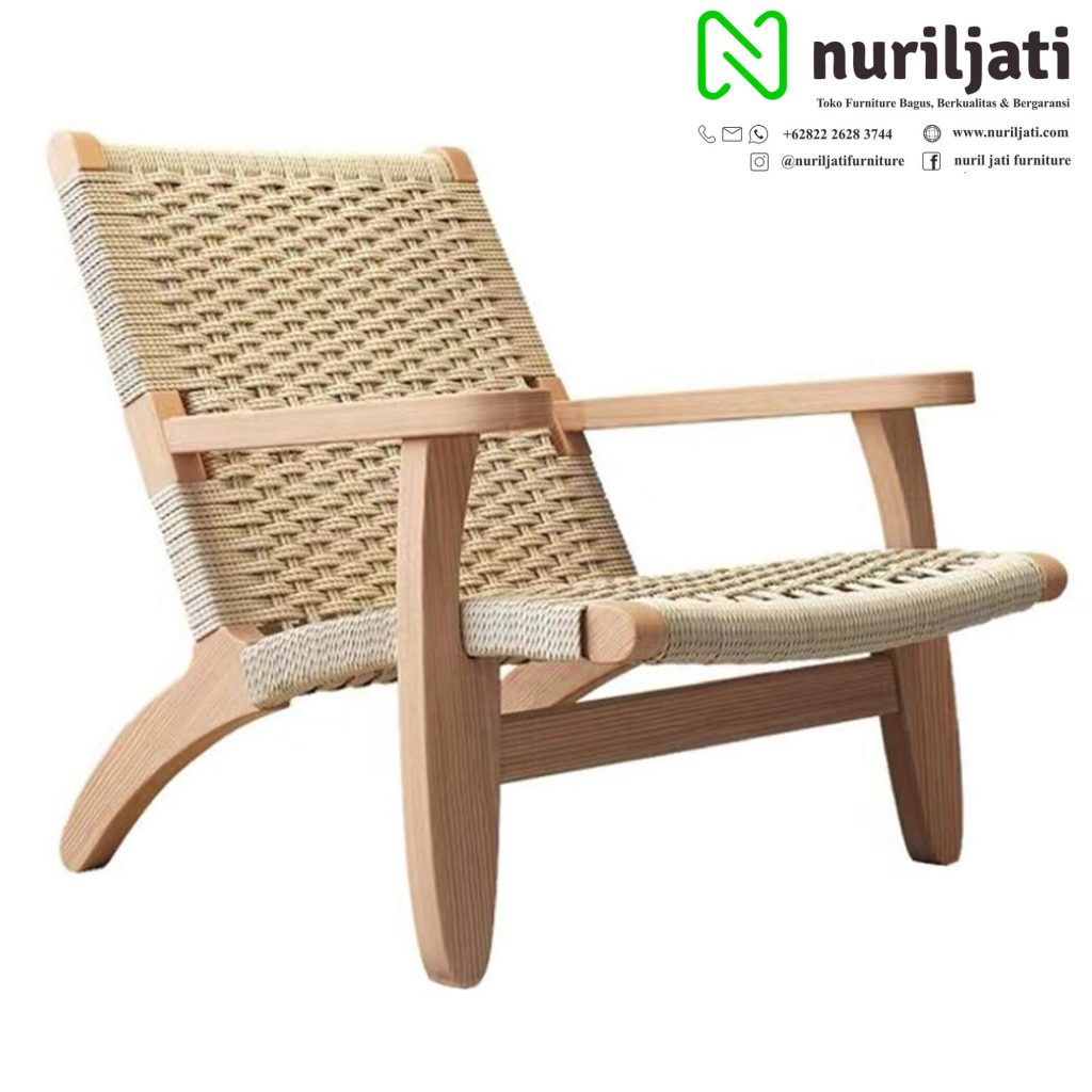 Kursi Rotan Rajut Kayu Jati Minimalis