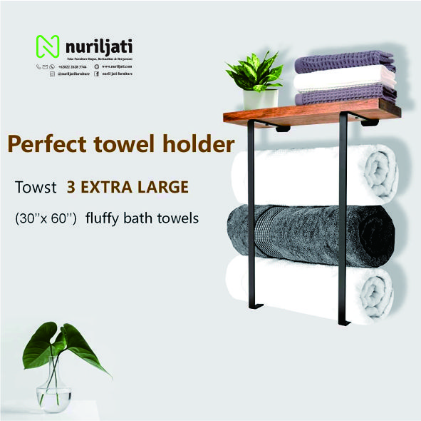 Rak Kayu Minimalis - Rak Handuk Kamar Mandi-