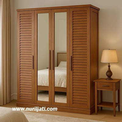 Almari Minimalis 4 Pintu Jati Sliding