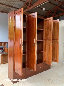 Almari Minimalis 4 Pintu Kayu Jati