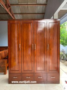 Almari Minimalis 4 Pintu Kayu Jati