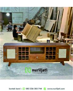 Buffet Kayu Jati Kombinasi Rotan