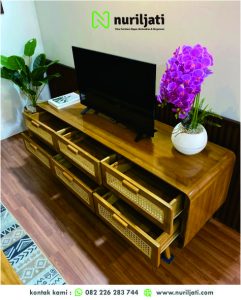 Buffet Rotan Jati Minimalis Natural