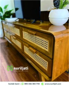 Buffet Rotan Jati Minimalis Natural
