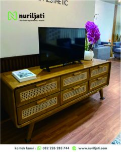 Buffet Rotan Jati Minimalis Natural