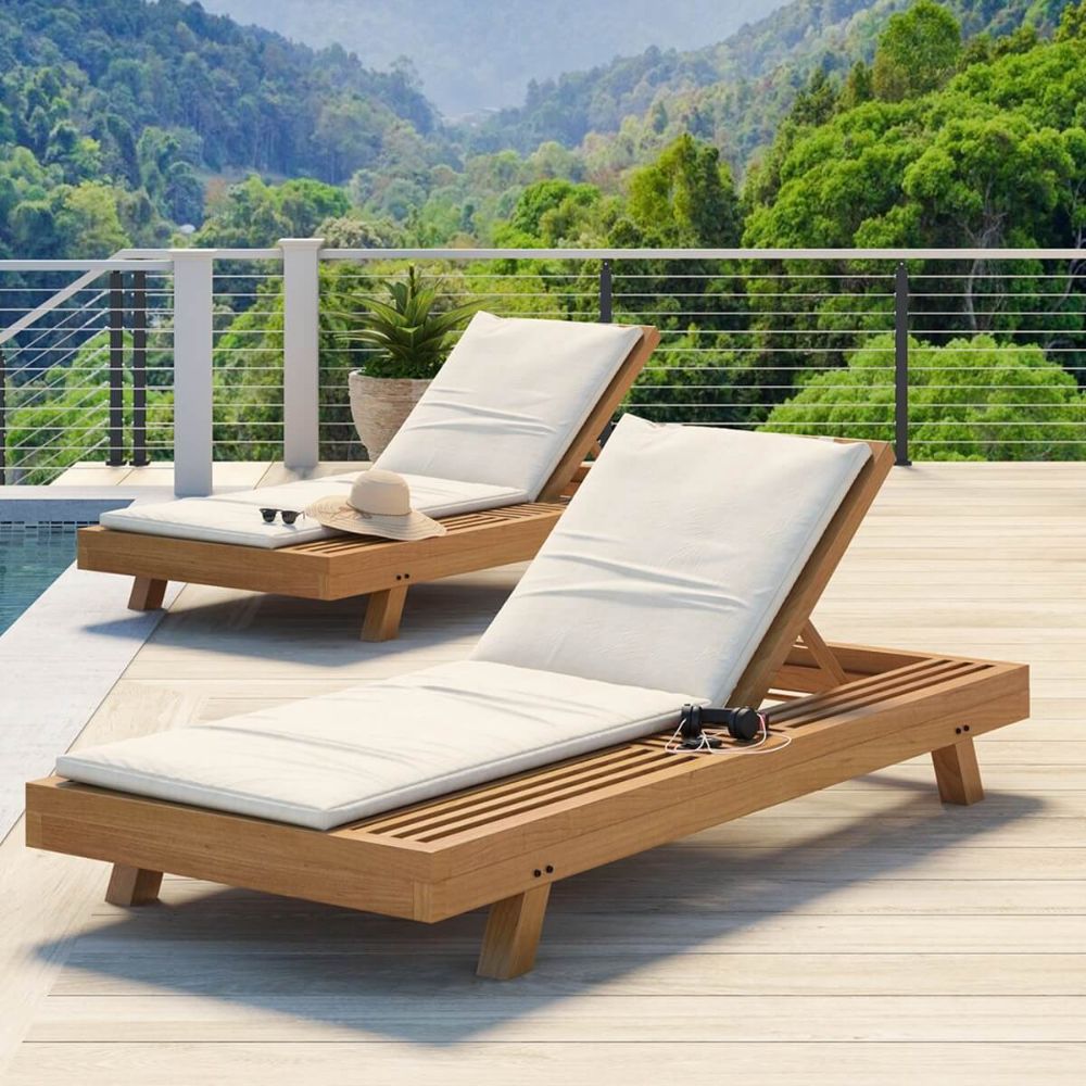 Kursi Santai Rotan Lounger Jati