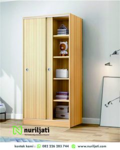 Lemari Pajang Minimalis 2 Pintu Sliding Natural