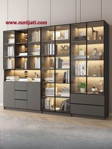 Lemari Pajangan Kaca Minimalis 5 Laci