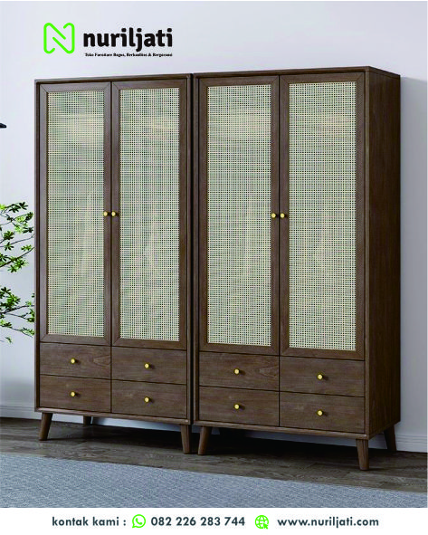 Lemari Rotan Kenari Natural Minimalis
