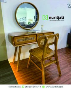 Meja Rias Jati Kombinasi Rotan