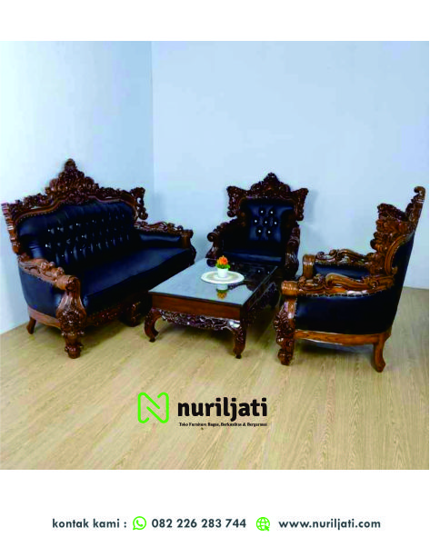 Set Sofa Tamu Barcelona Ukiran Kayu Jati
