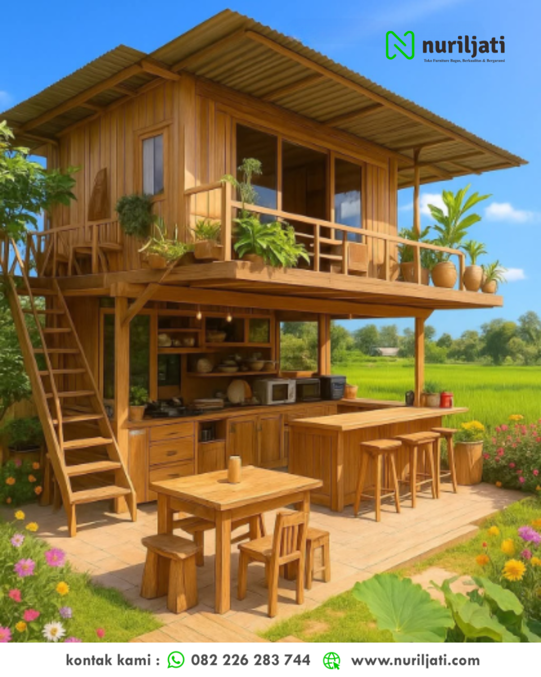Rumah Tingkat Minimalis Kayu Jati Estetik