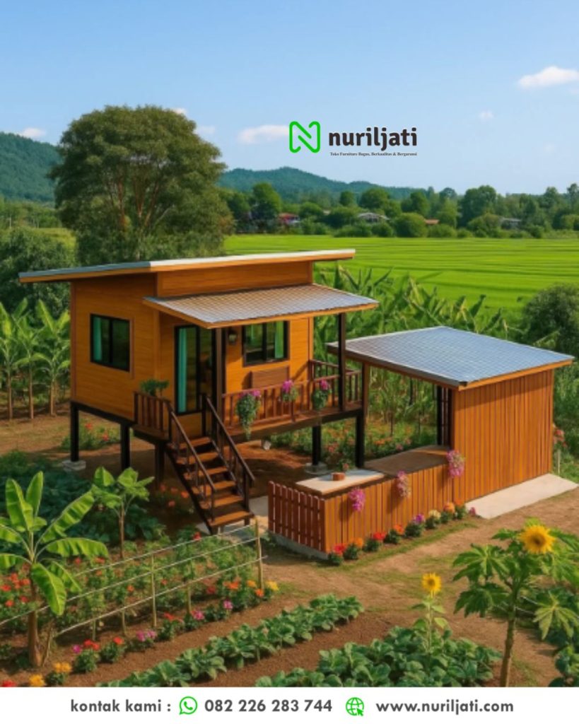 Rumah Kayu Jati Minimalis Khas Pedesaan