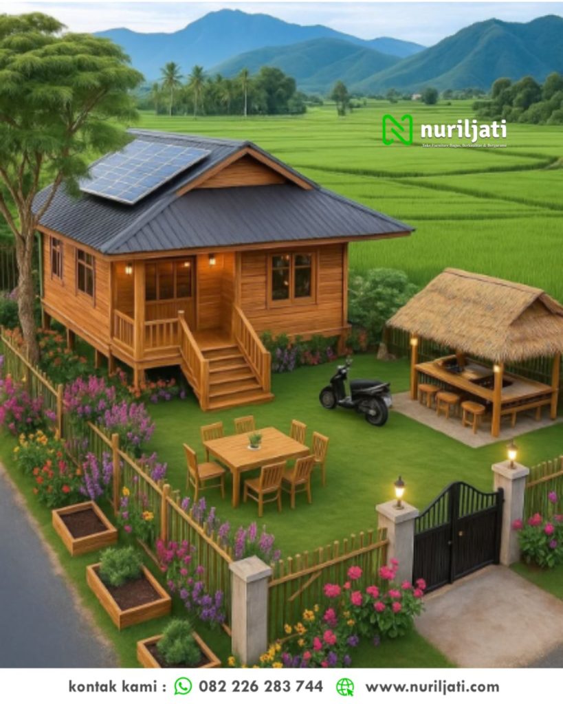Rumah Kayu Jati Solid Modern Alami