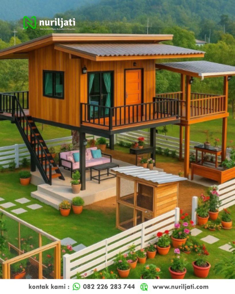 Rumah Panggung Jati Modern Kontemporer Asri
