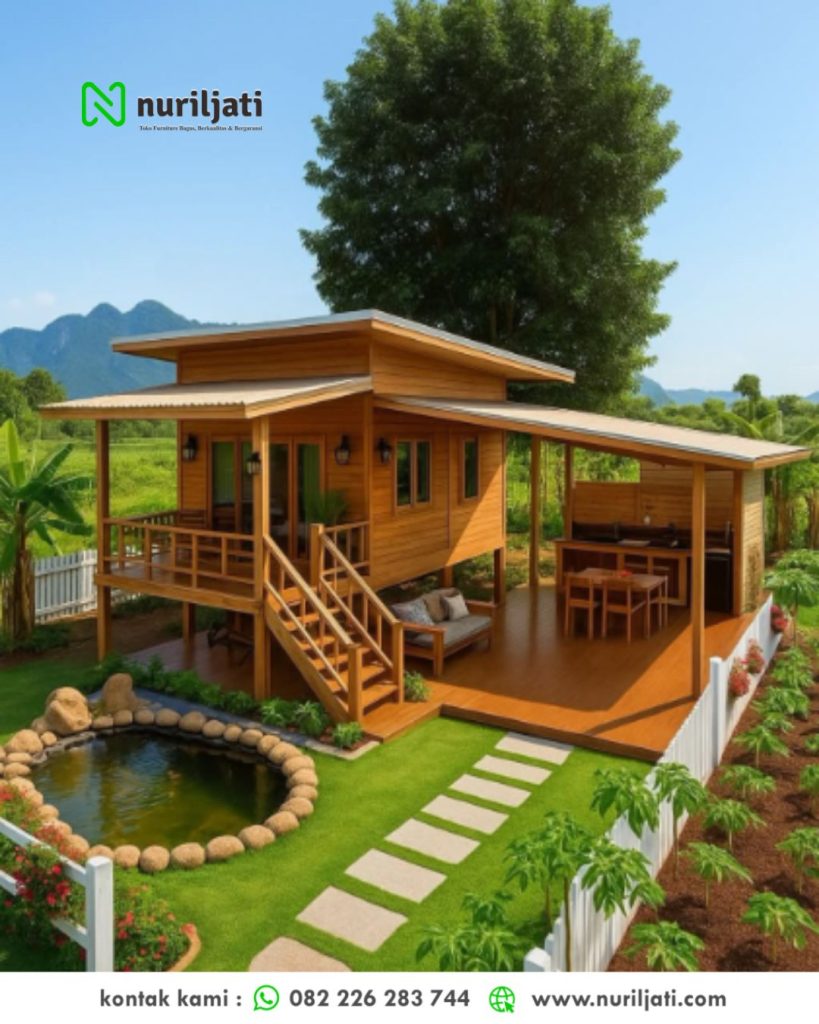 Rumah Panggung Kayu Jati Modern Minimalis